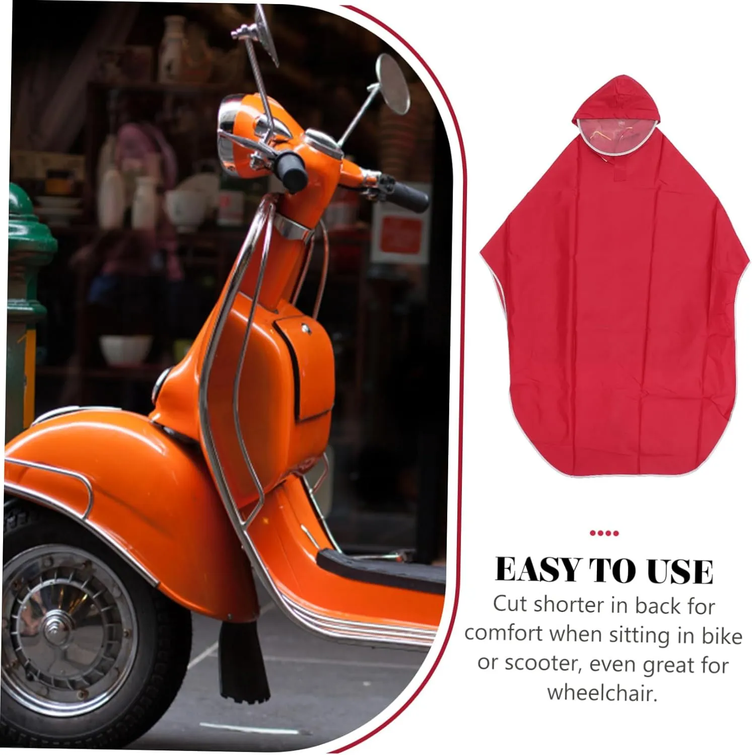 GALPADA Scooter Cover Hooded Ain Coat Cycling Rain Cape Raincoat Bike Poncho