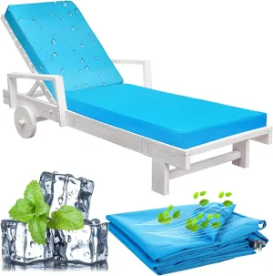 Ganeen 1 Set Cooling Waterproof Chaise Lounge Cover 72 x 21 x 3 inch Outdoor Cushions Slip Covers Cushion Slipcovers Lounge Chair Cover with Zipper Ties for Outdoor Lawn Patio (Not Includes Cushion)