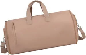 Garment Bag Weekender Bag Leather Duffle Bag for Hiking Outdoor Backpacking Trip, Brown