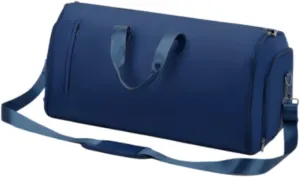 Garment Bag Weekender Bag Leather Duffle Bag for Hiking Outdoor Backpacking Trip, Dark Blue