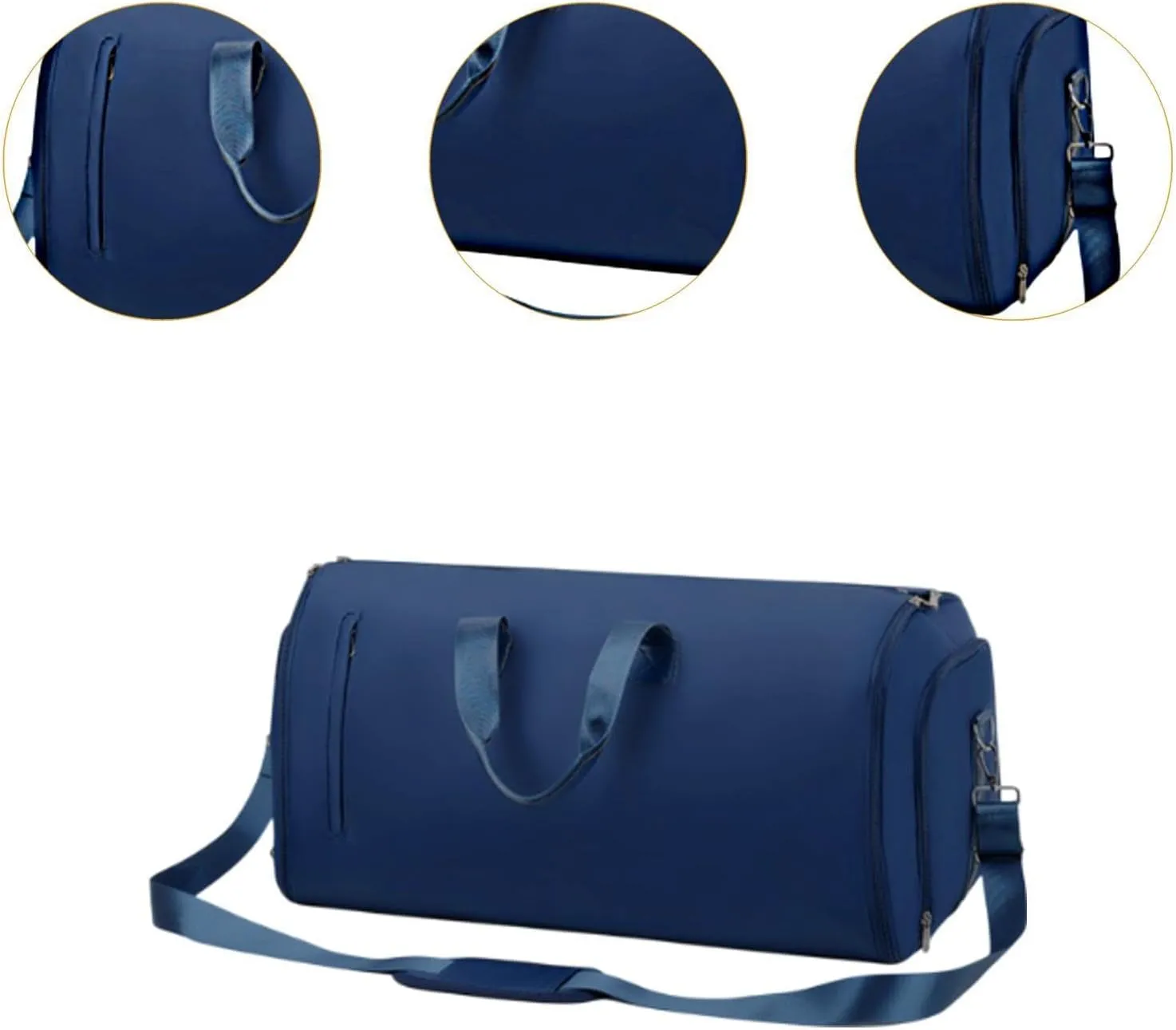 Garment Bag Weekender Bag Leather Duffle Bag for Hiking Outdoor Backpacking Trip, Dark Blue