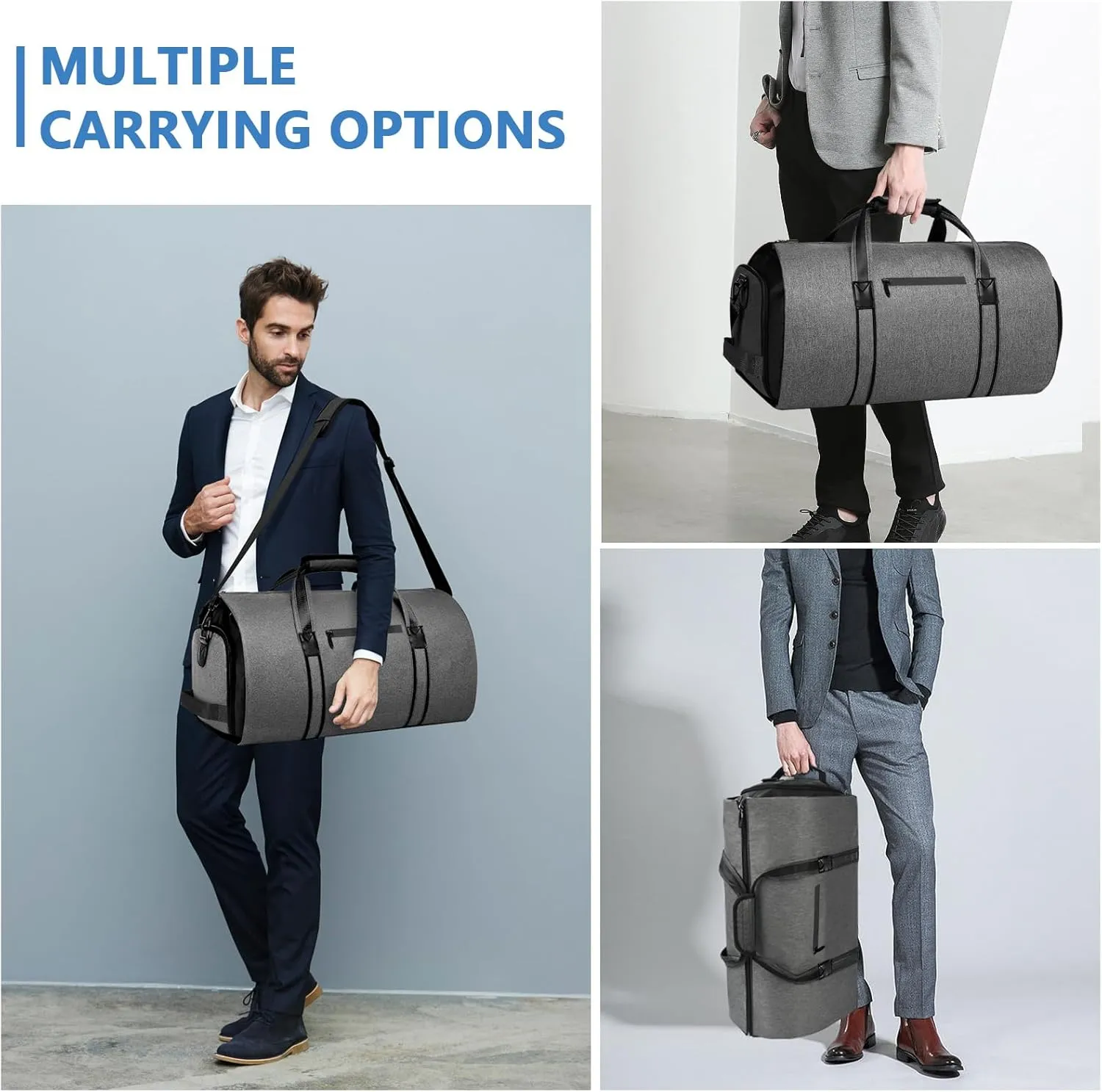Garment Bags for Travel, Convertible Carry on Garment Duffel Bag Suit Bag with Shoe Compartment for Men Women Travel, 2 in 1 Hanging Suitcase Weekend Bag Flight Bag MIYCOO