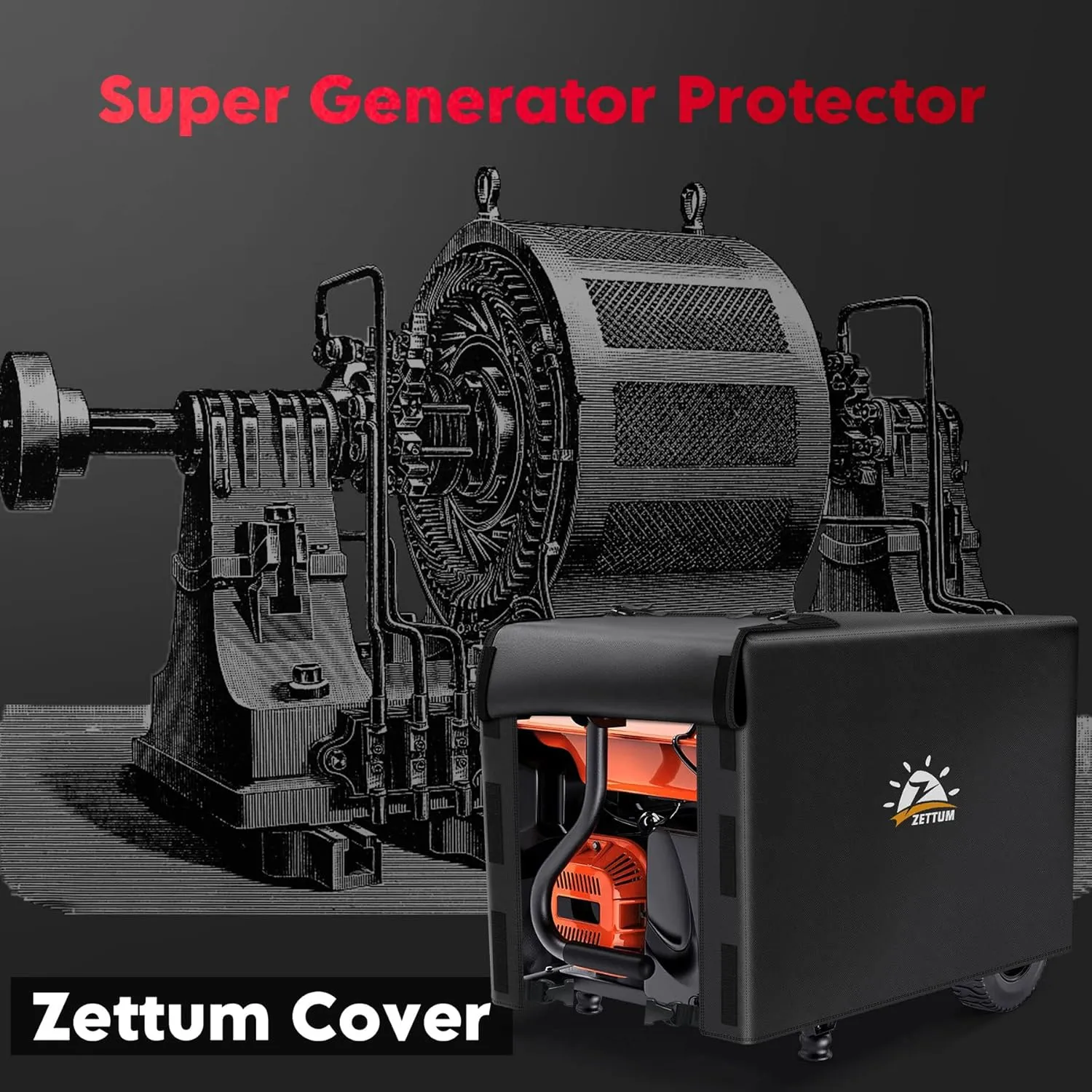 Generator Cover 38 Inch - 600D Outdoor Generator Covers Heavy Duty Waterproof, Small Outside Equipment Cover for DuroMax, Westinghouse, Champion, Predator, Honda Portable Generator 5500-15000W