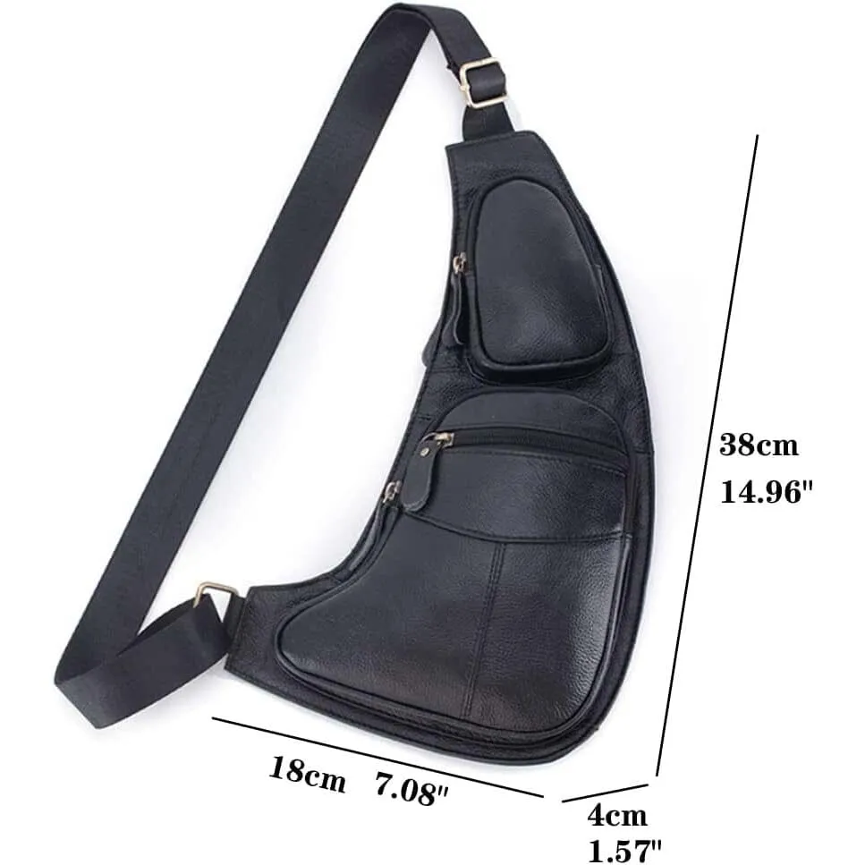 Genuine Leather Chest Bag For Men Leather Shoulder Bag Personality Messenger Bag  Casual Bag