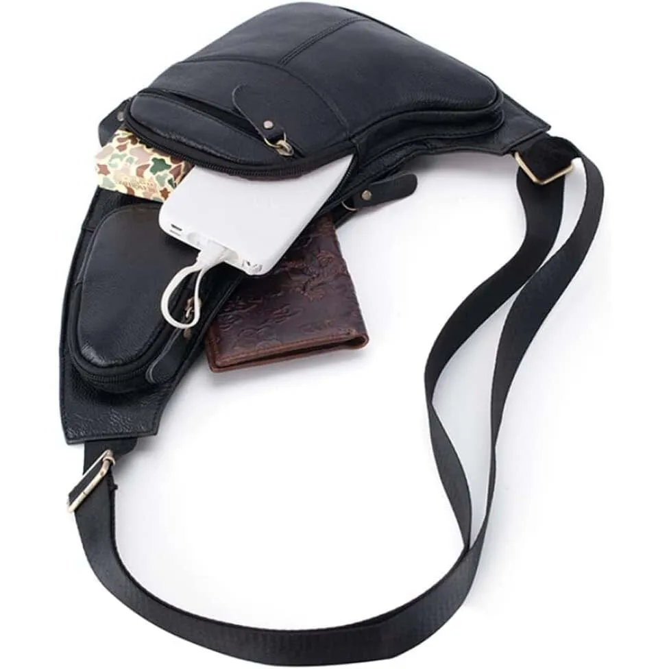 Genuine Leather Chest Bag For Men Leather Shoulder Bag Personality Messenger Bag  Casual Bag