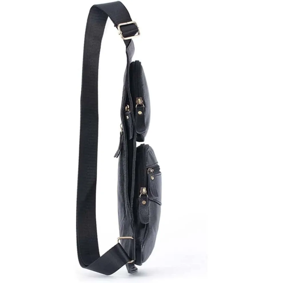 Genuine Leather Chest Bag For Men Leather Shoulder Bag Personality Messenger Bag  Casual Bag