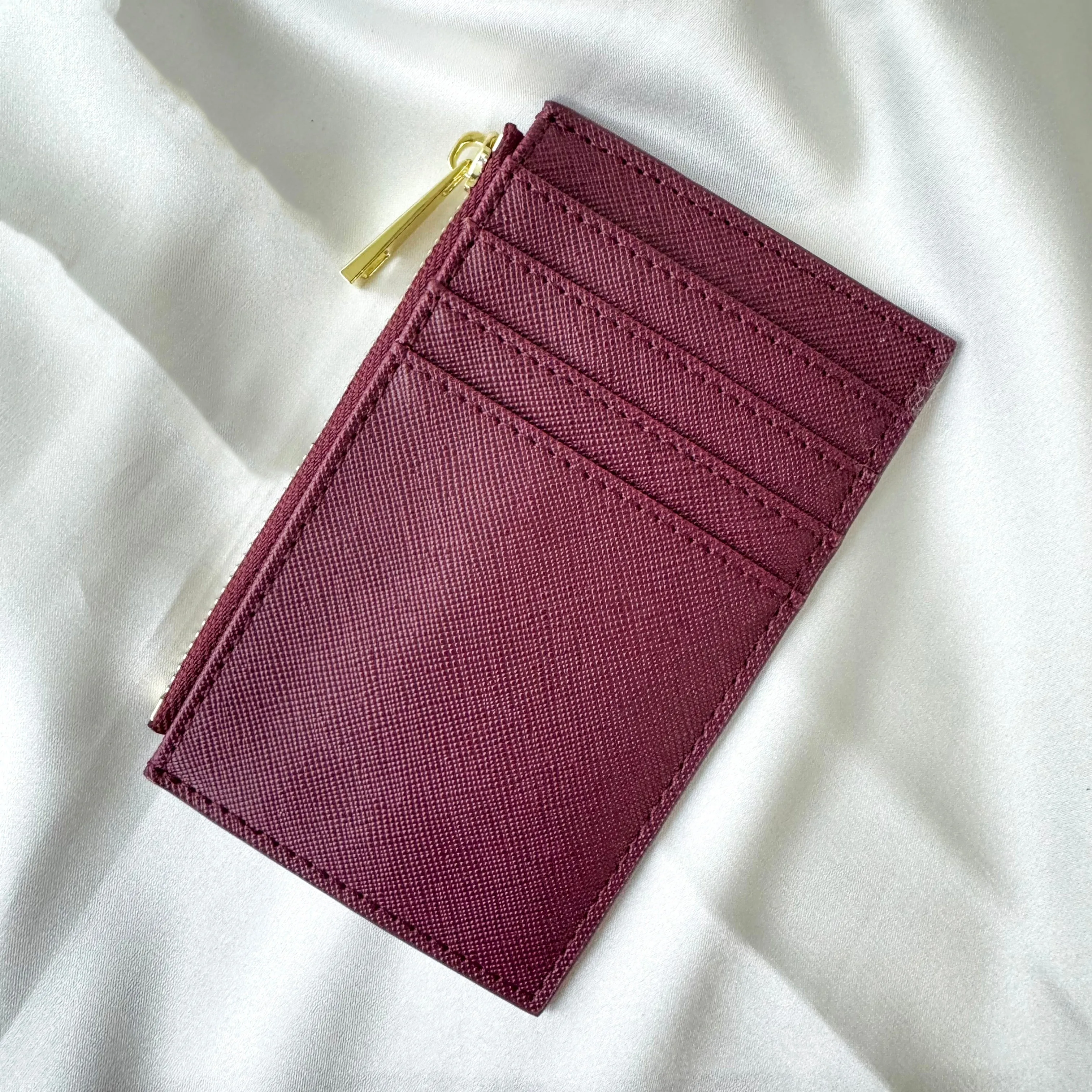 Genuine Saffiano Leather Card Holder   Wallet