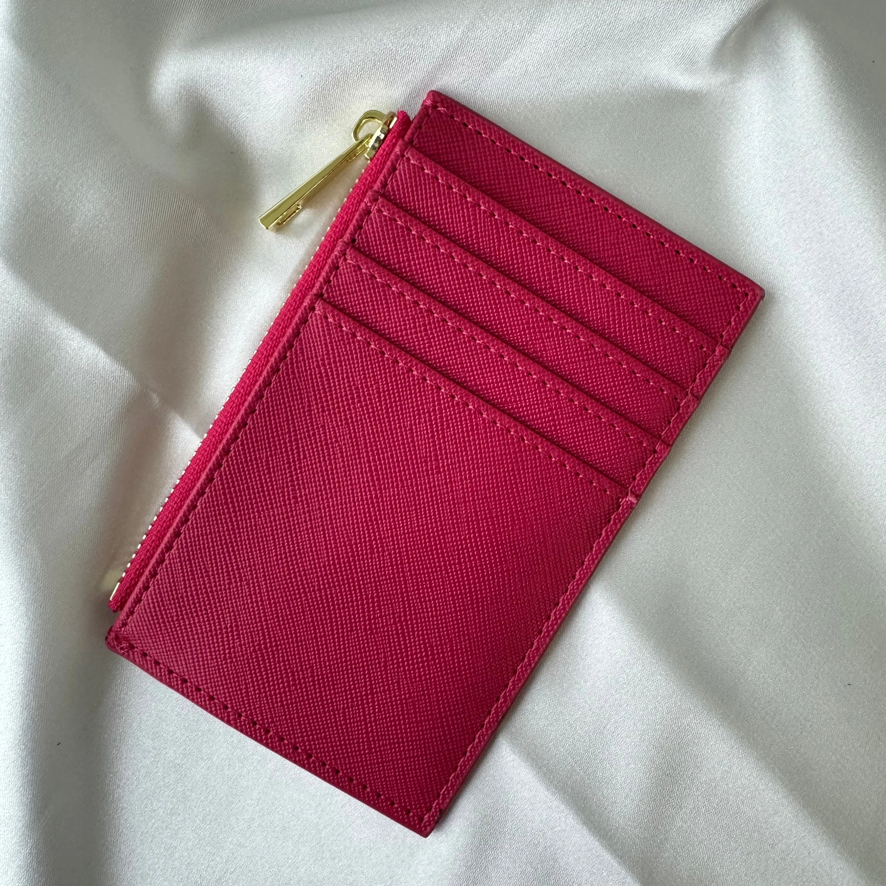 Genuine Saffiano Leather Card Holder   Wallet