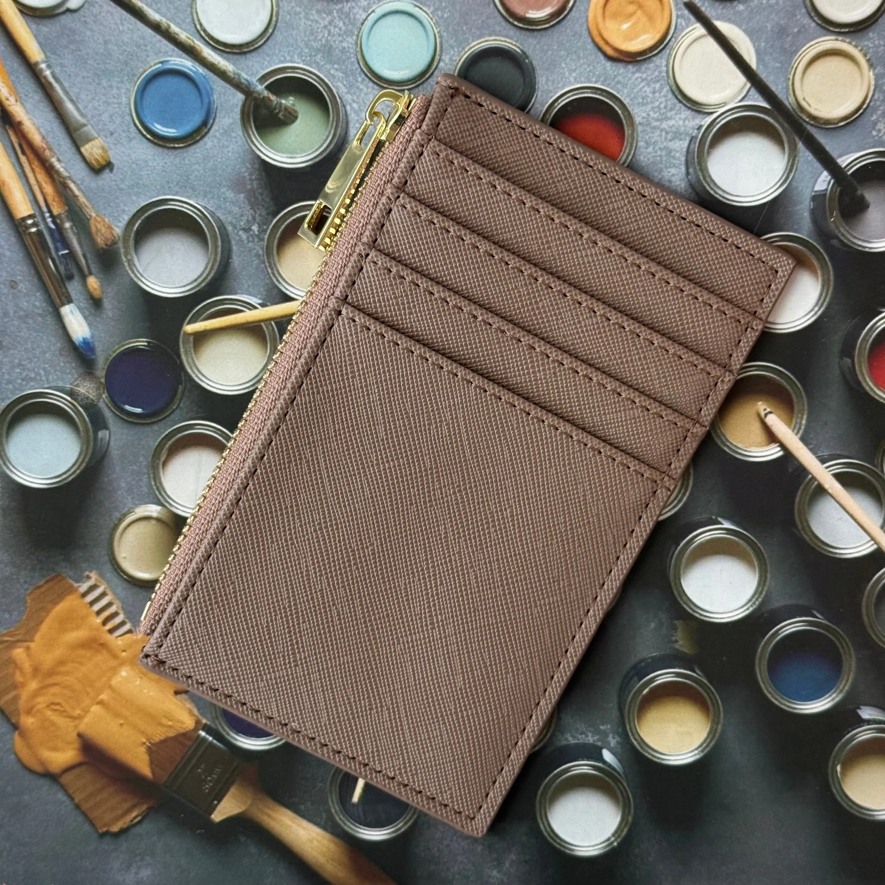 Genuine Saffiano Leather Card Holder   Wallet