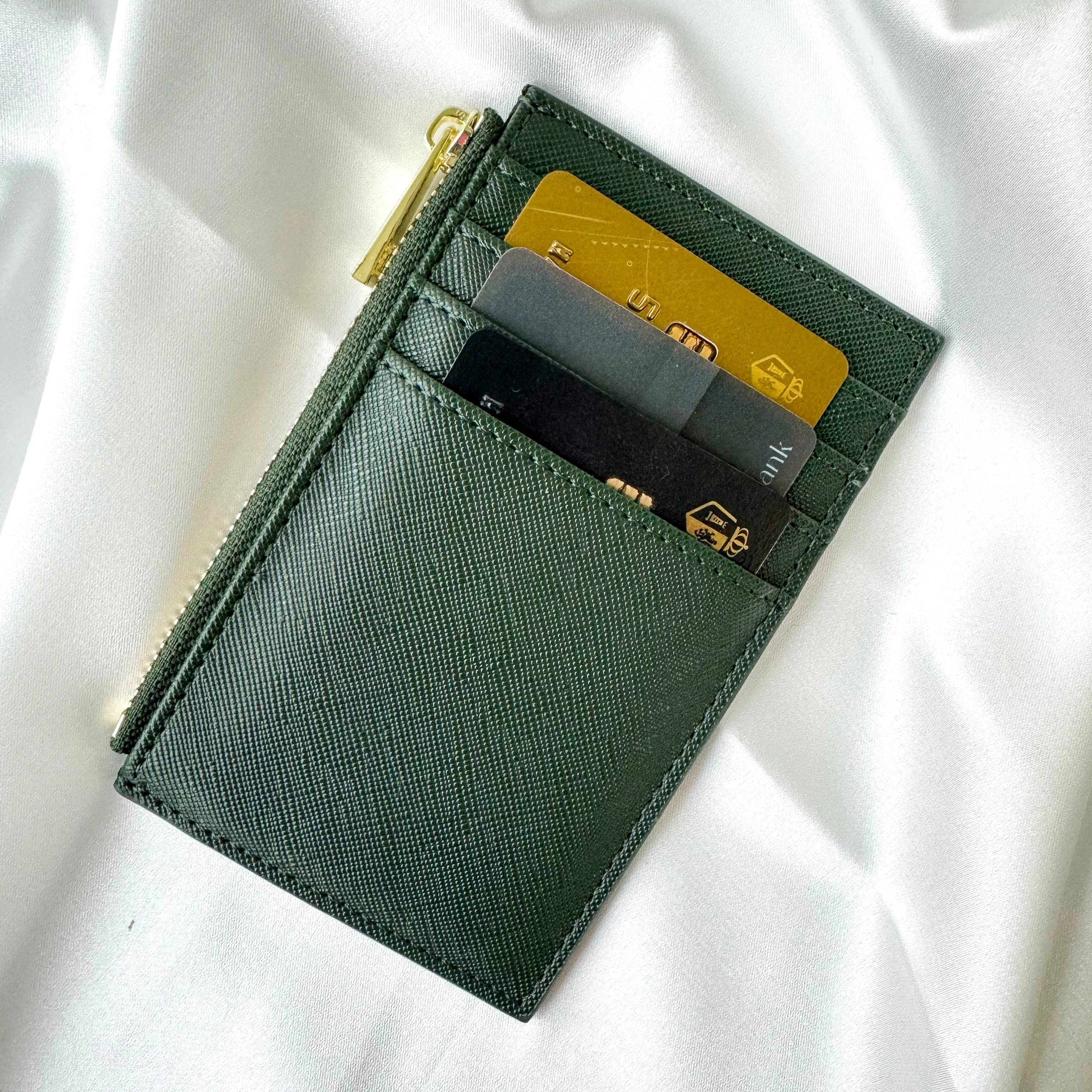 Genuine Saffiano Leather Card Holder   Wallet