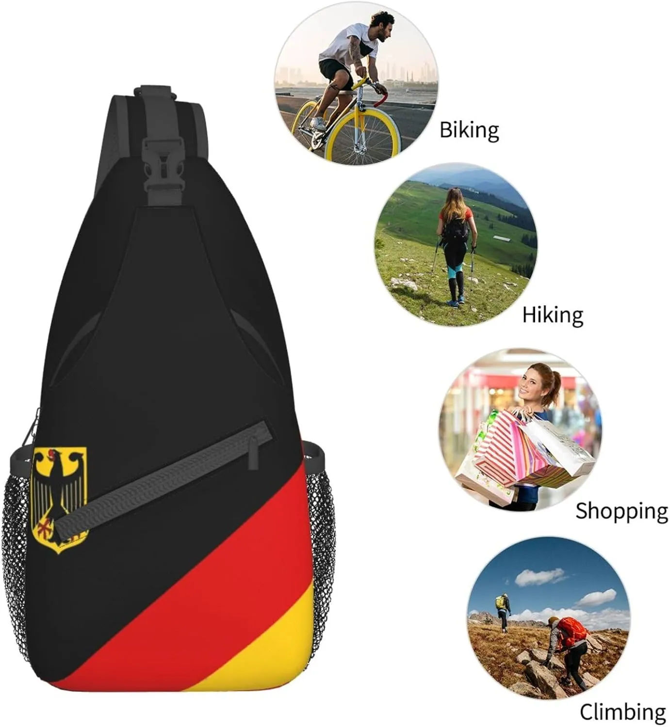 Germany Crossbody Bag German Shoulder Bag Backpack Germany Flag Sling Bag Chest Casual Daypack Bag