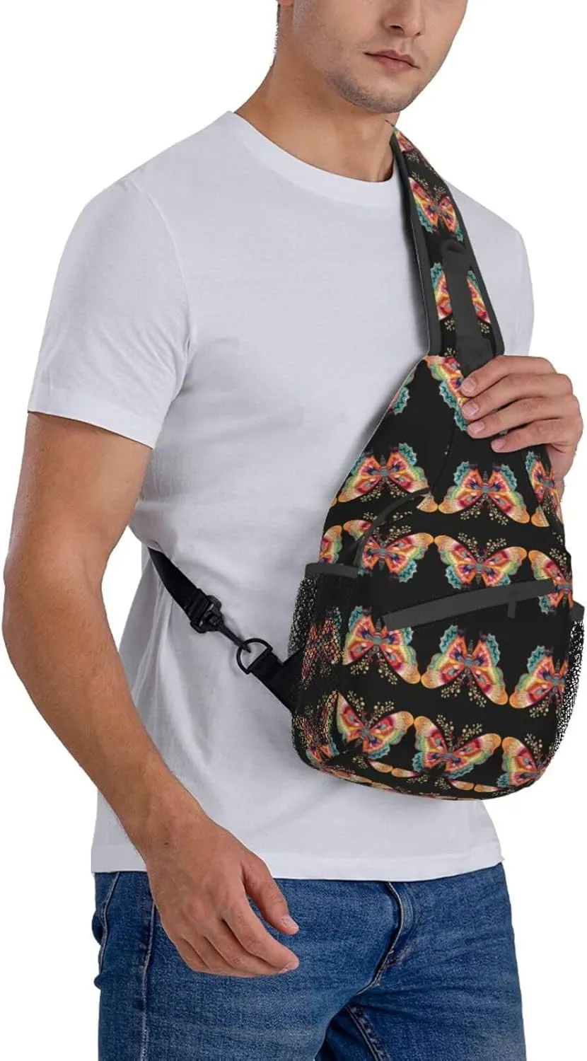 Girl Dance Butterfly Crossbody Bag Chest Shoulder Bag Small Casual Backpack Suitable For Women Men Hiking