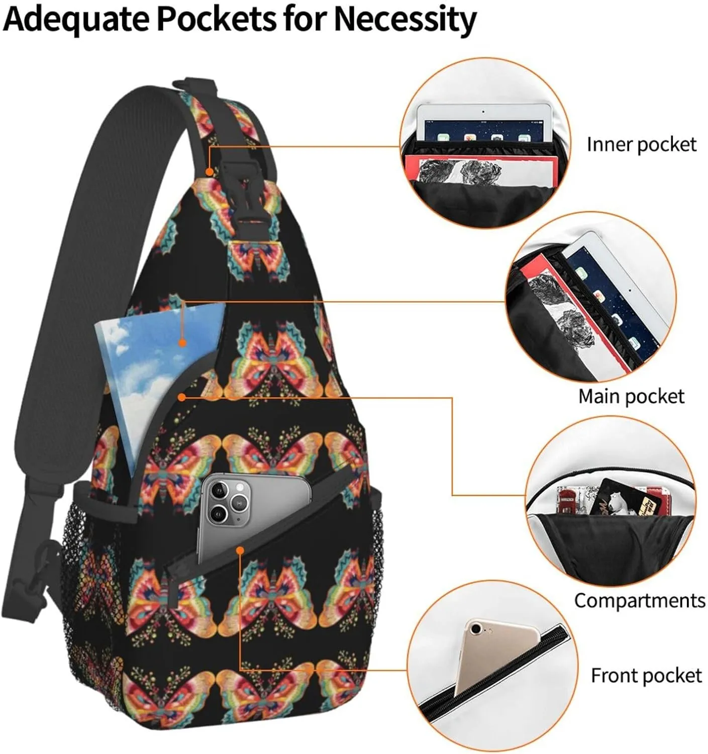 Girl Dance Butterfly Crossbody Bag Chest Shoulder Bag Small Casual Backpack Suitable For Women Men Hiking