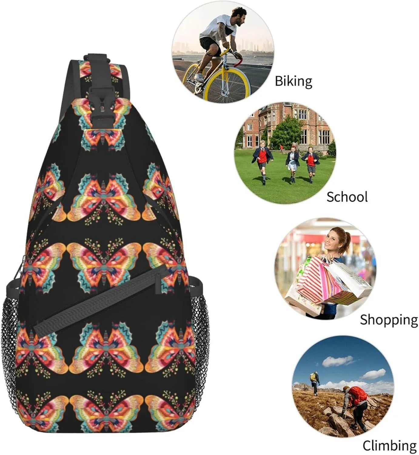Girl Dance Butterfly Crossbody Bag Chest Shoulder Bag Small Casual Backpack Suitable For Women Men Hiking