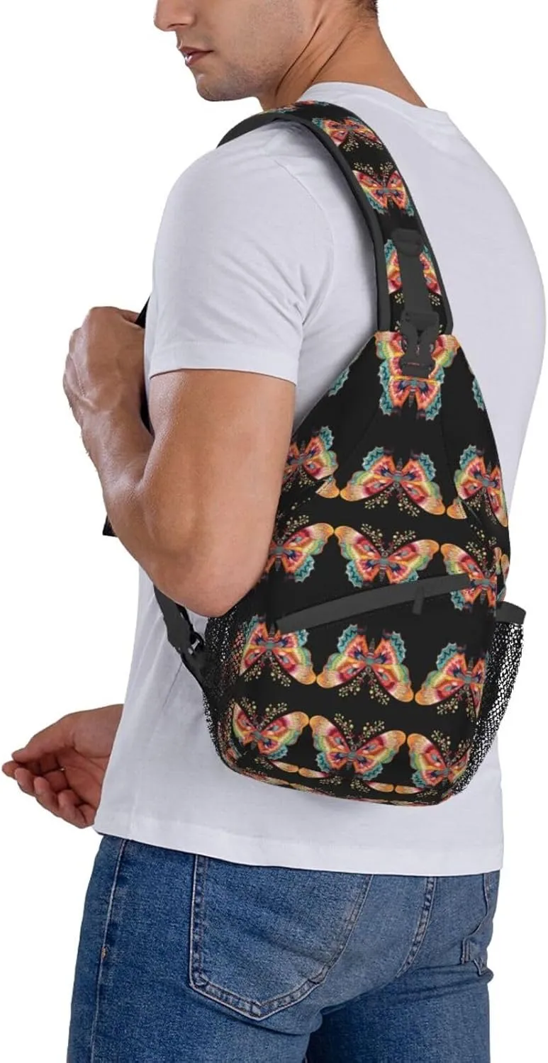 Girl Dance Butterfly Crossbody Bag Chest Shoulder Bag Small Casual Backpack Suitable For Women Men Hiking
