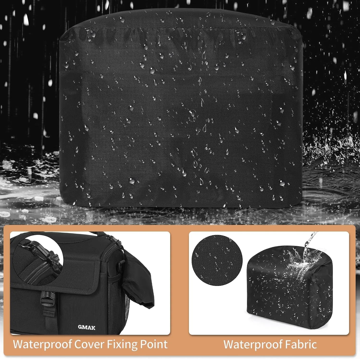 GMAK Waterproof Camera Bag for Photographers, Anti-shock Camera Shoulder Bags with Water-resistant Rain Cover, Camera Case Compatible for DSLR/SLR/Mirrorless Cameras, 9'' × 4.7'' × 7.5'', Black