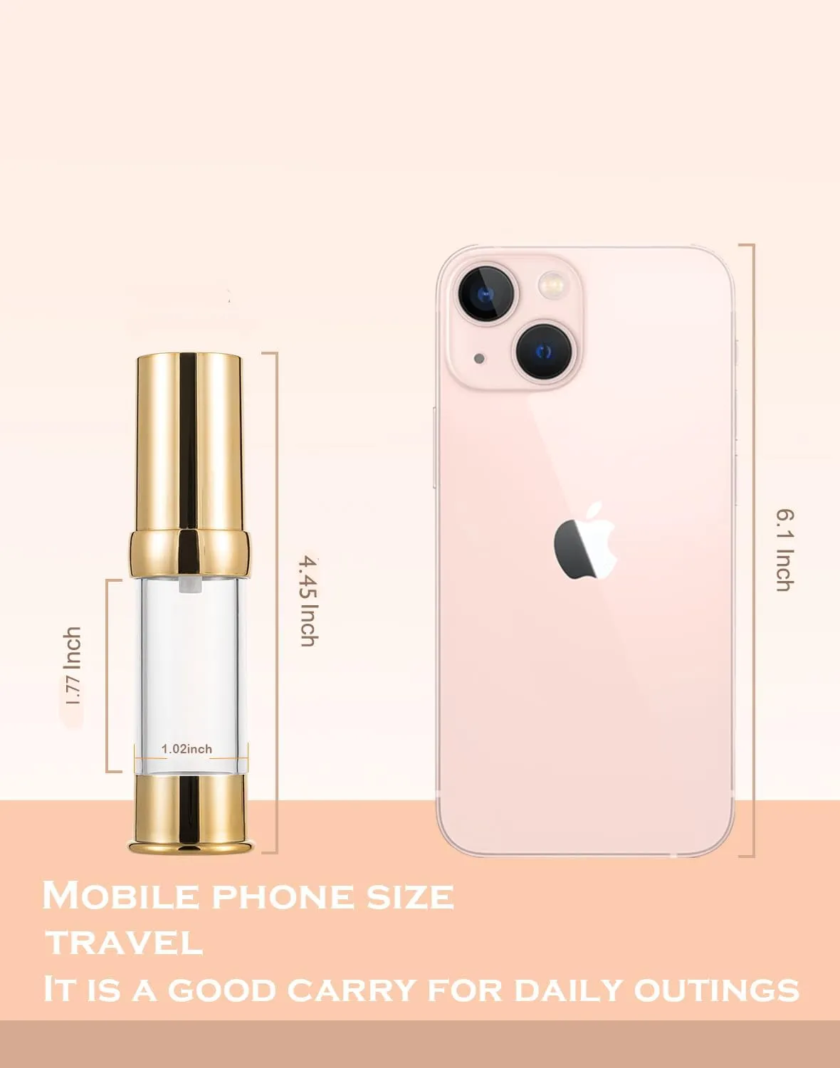 Gold 15ML Airless Pump Bottle Toiletries Travel Size containers mini Makeup Bottle Dispenser with Box Reusable Empty Cosmetic Packaging Bottles (0.5 oz/15 ml, 4 Packs)