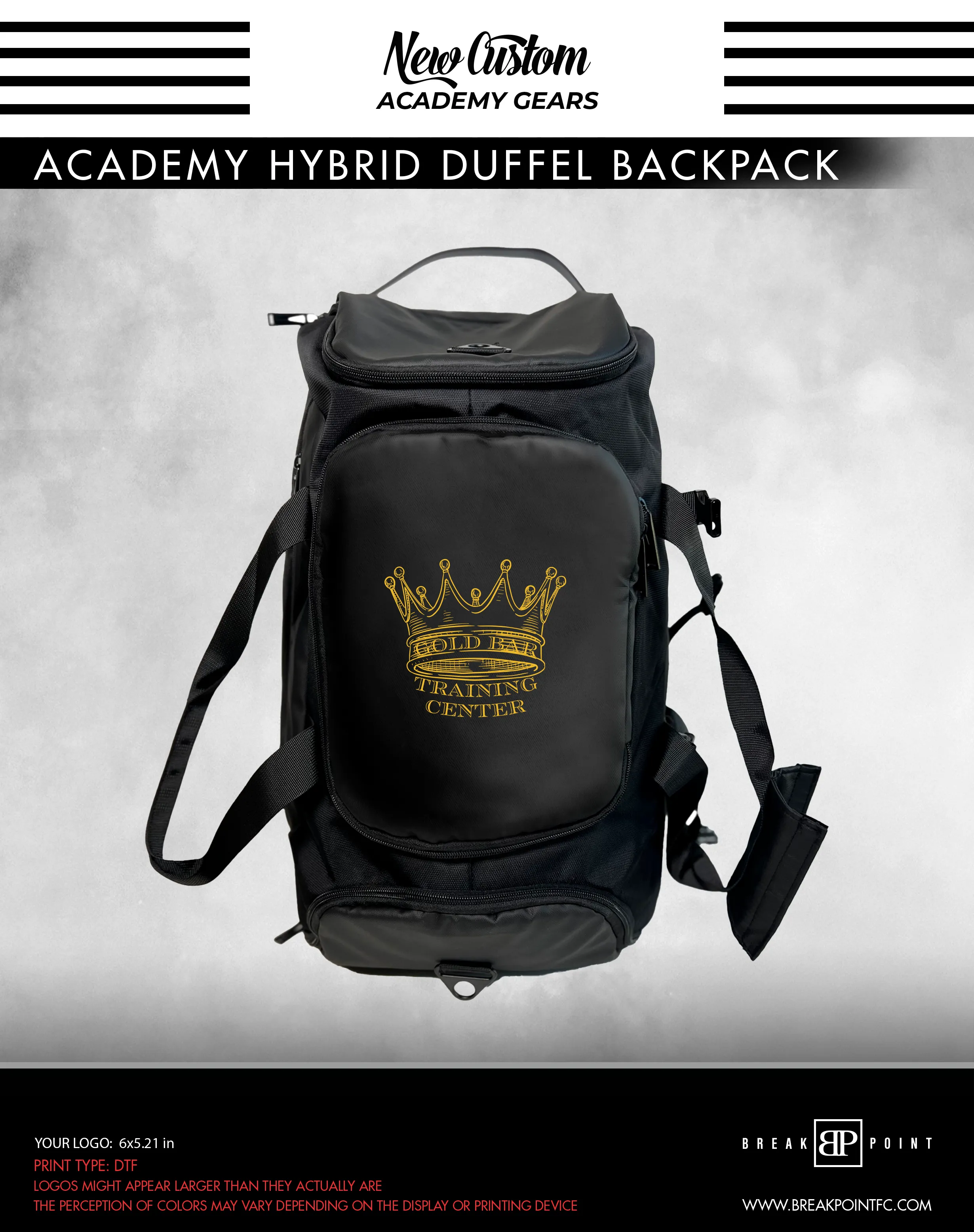 Gold Bar Training Center Academy Hybrid Duffel Backpack #980 A