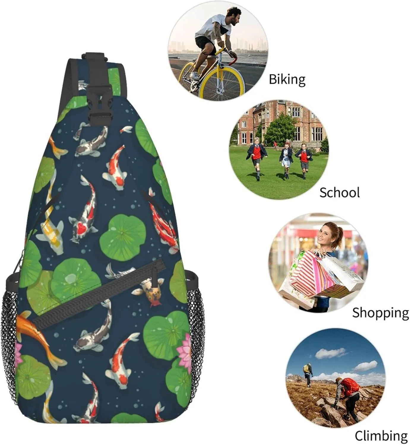 Goldfish Crossbody Bag Fish Shoulder Bag Backpack Cute Sling Bag Funny Chest Casual Daypack for Outdoor