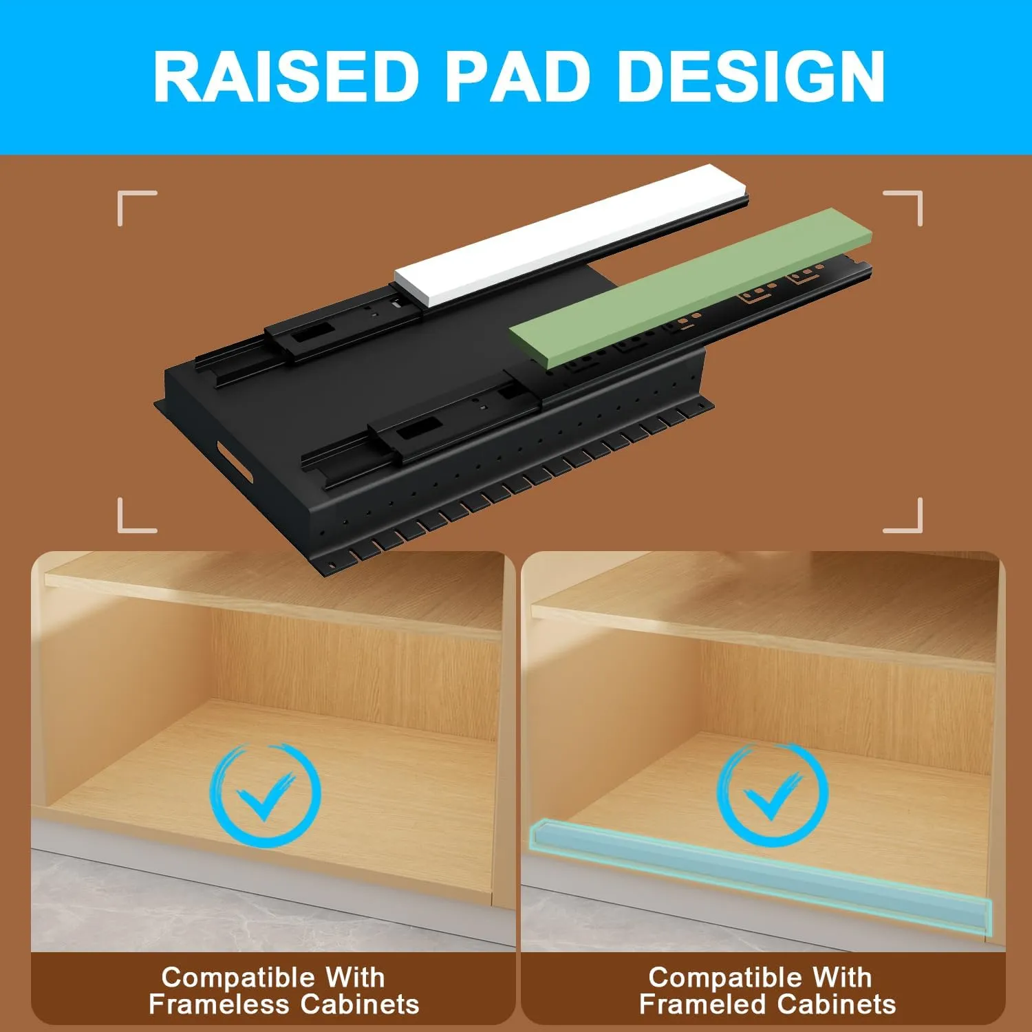 Golener Pots and Pans Organizer Under Cabinet - Slide-Out Pan Organizer with Adjustable Dividers & Handle Bracket, No Drill Pot Lid Organizer, Pan Organizers Inside Cabinet for Kitchen Storage, 1 Pack
