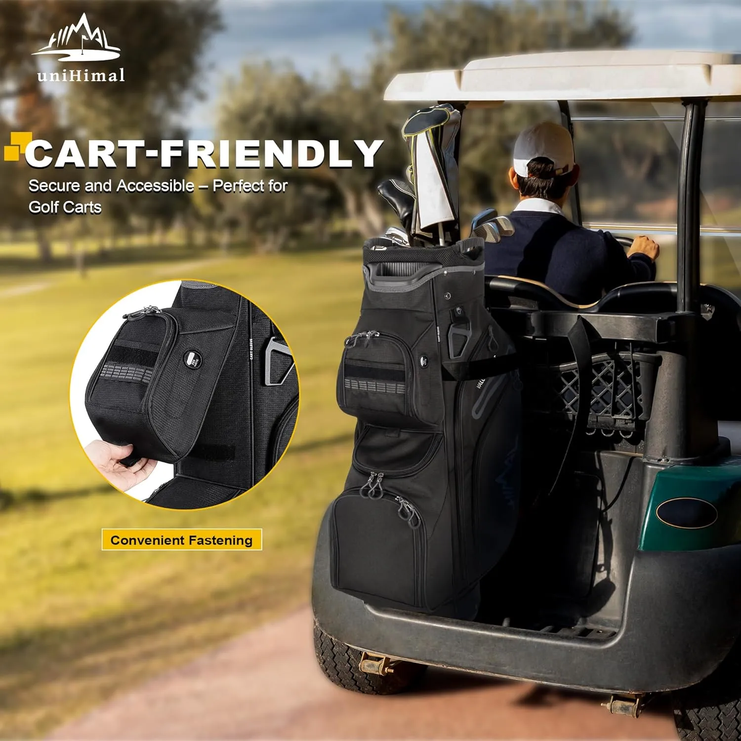 Golf Cart Bag, 15 Way Organizer Divider Top with Handles and Rain Cover