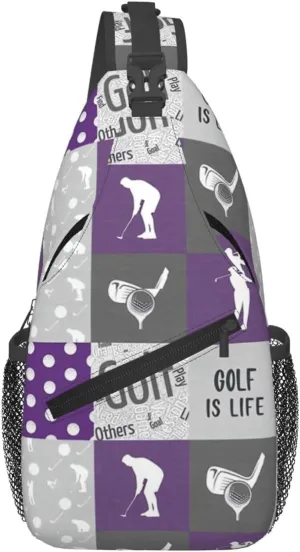 Golf Print Sling Bags Crossbody Backpack Hiking Daypack Multipurpose Golf Chest Bag for Women Men