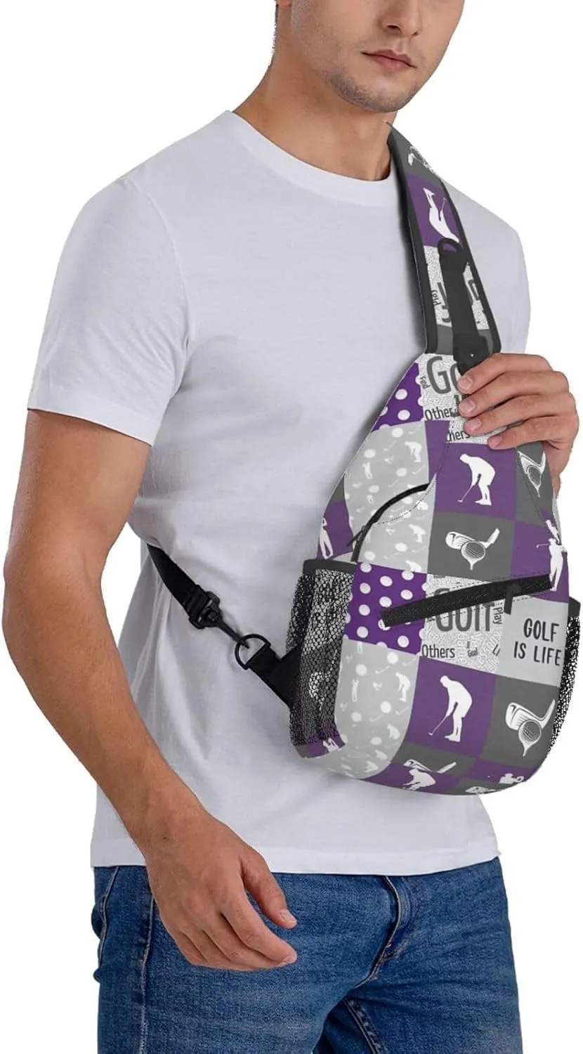 Golf Print Sling Bags Crossbody Backpack Hiking Daypack Multipurpose Golf Chest Bag for Women Men