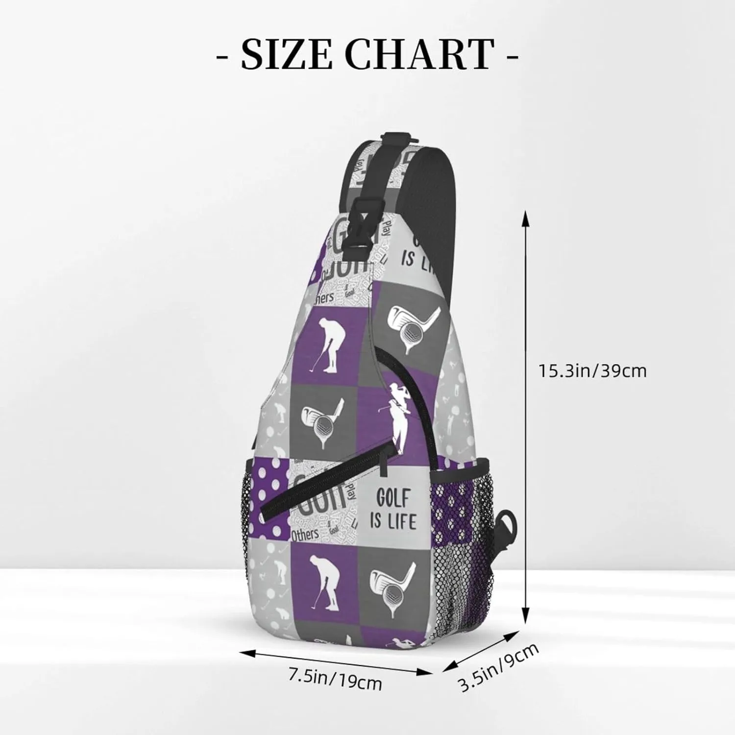 Golf Print Sling Bags Crossbody Backpack Hiking Daypack Multipurpose Golf Chest Bag for Women Men