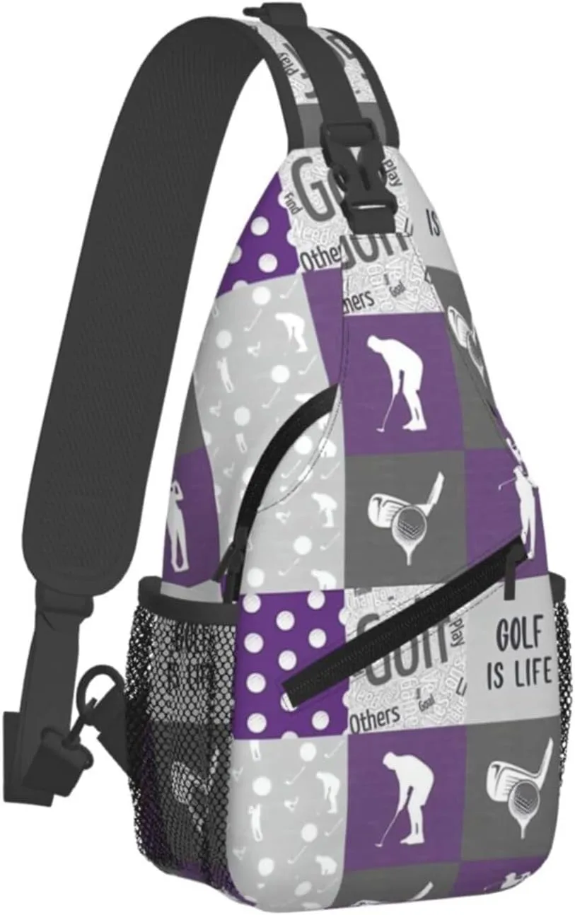Golf Print Sling Bags Crossbody Backpack Hiking Daypack Multipurpose Golf Chest Bag for Women Men