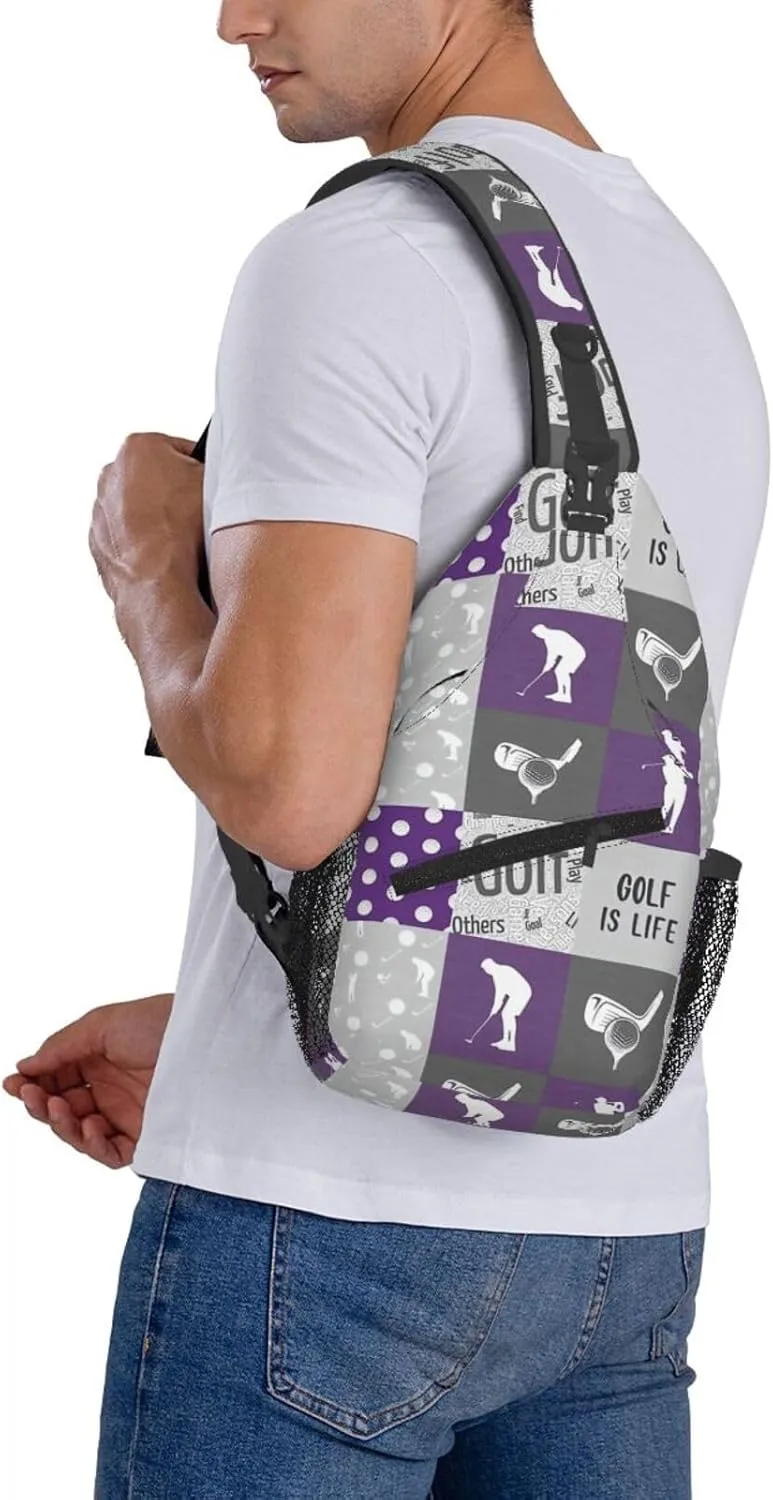 Golf Print Sling Bags Crossbody Backpack Hiking Daypack Multipurpose Golf Chest Bag for Women Men
