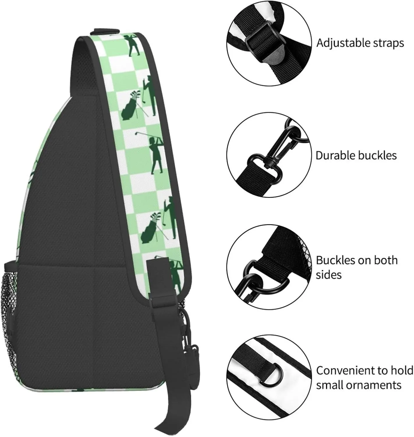 Golf Sport Crossbody Bag Golf Shoulder Bag Backpack Sport Sling Bag Chest Casual Daypack for Outdoor