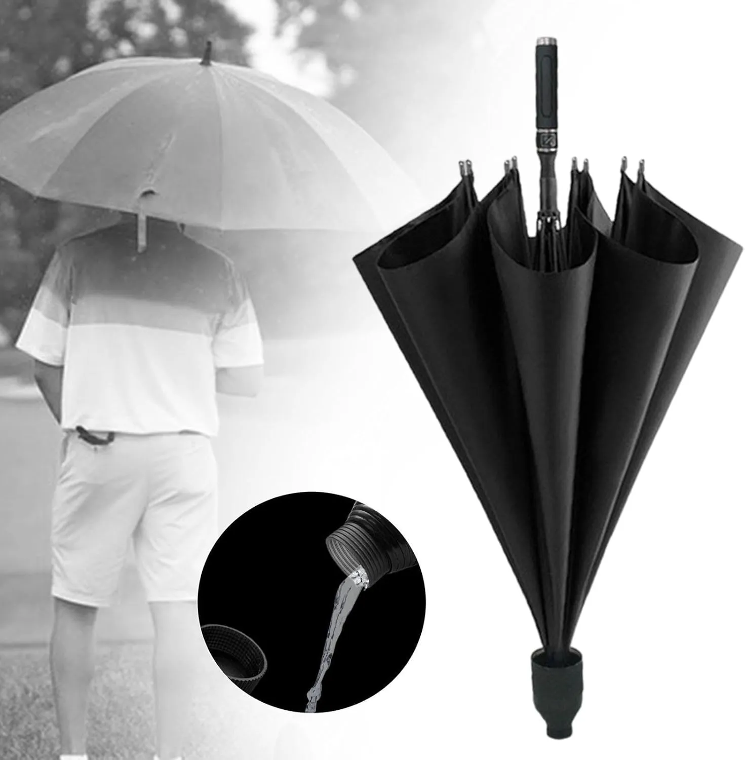 Golf Umbrella Straight Umbrella Practical Windproof Sturdy Rain and Sun Protection Weatherproof Portable Canopy Rain Umbrella