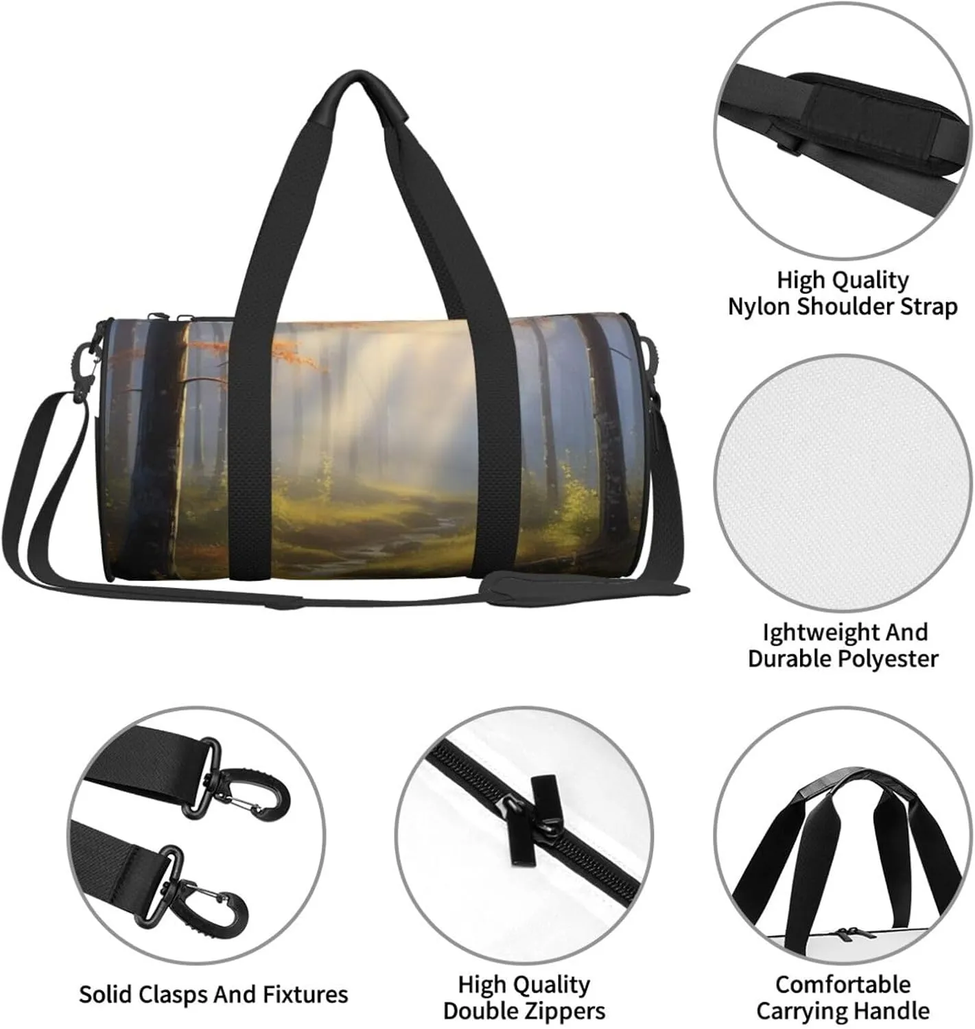 Gossamer Glow Printed Travel Bag,Round Personal Item Storage bag,Foldie Duffel Bag for Traveling Vacation,Fitness,Sports