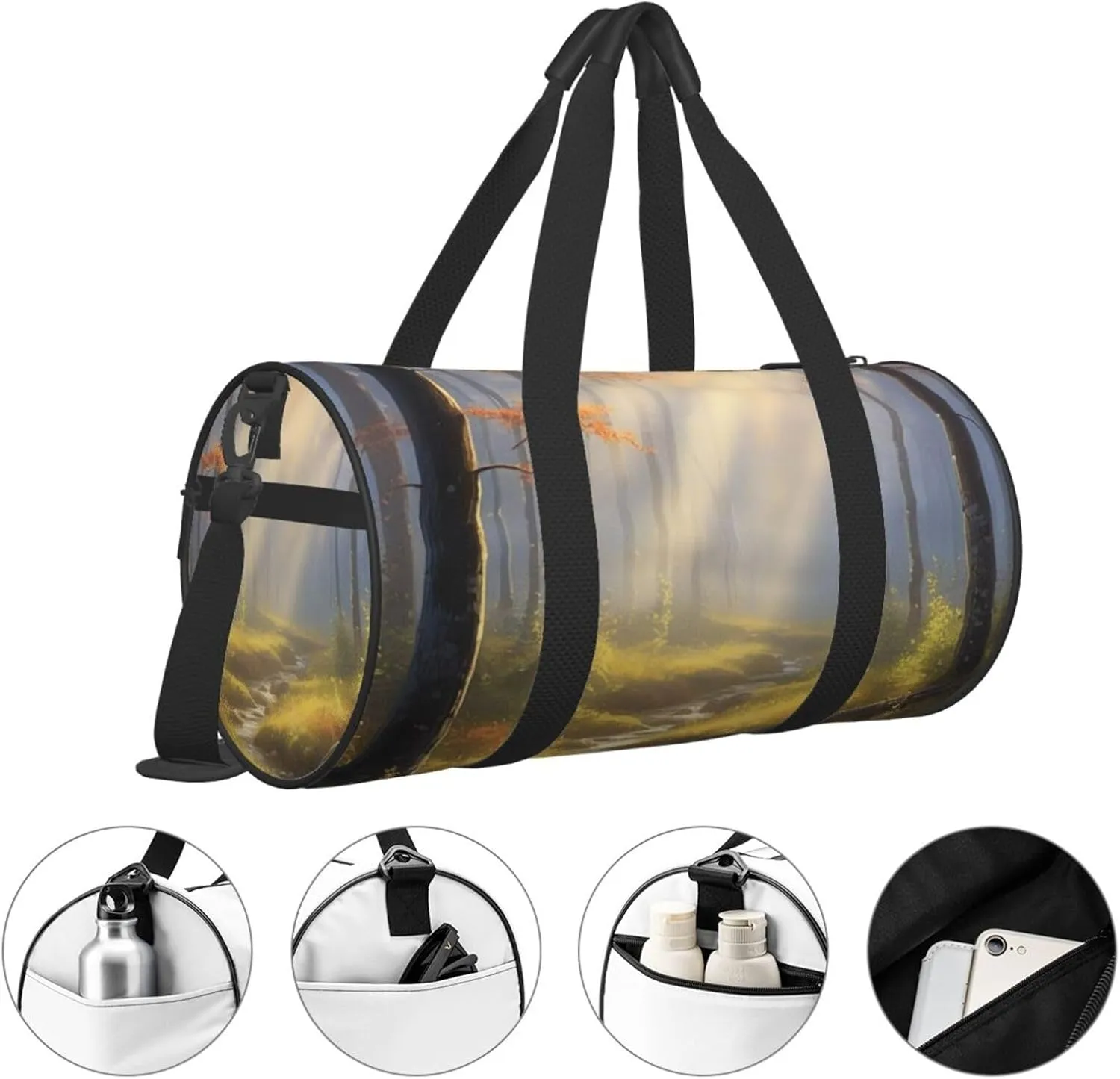 Gossamer Glow Printed Travel Bag,Round Personal Item Storage bag,Foldie Duffel Bag for Traveling Vacation,Fitness,Sports