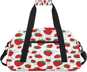 Graffiti Strawberry Gym Duffel Bag for Men Women Colorful Dots Sports Tote Bag with Adjustable Shoulder Strap for Dance Gymnastics Traveling Outdoor Camping Overnight Stay