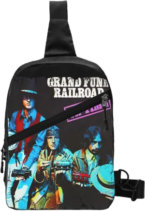 Grand Music Funk Railroad Crossbody Bag Chest Handbag Sling Backpack Adjustable Shoulder Pouch Beautiful Chest Package Foldable Multipurpose Daypack for Mountaineering