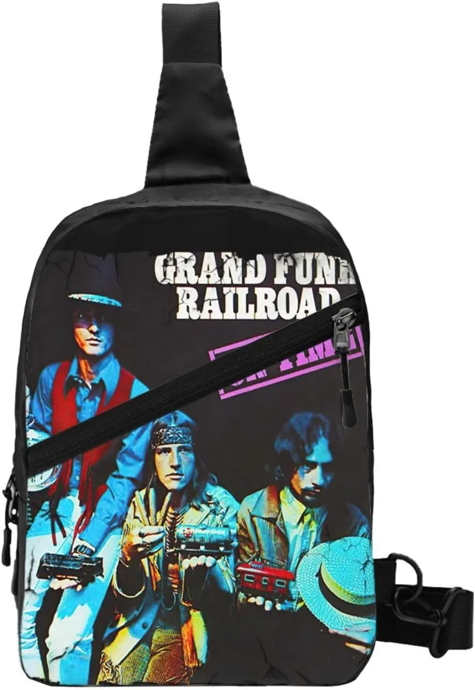 Grand Music Funk Railroad Crossbody Bag Chest Handbag Sling Backpack Adjustable Shoulder Pouch Beautiful Chest Package Foldable Multipurpose Daypack for Mountaineering