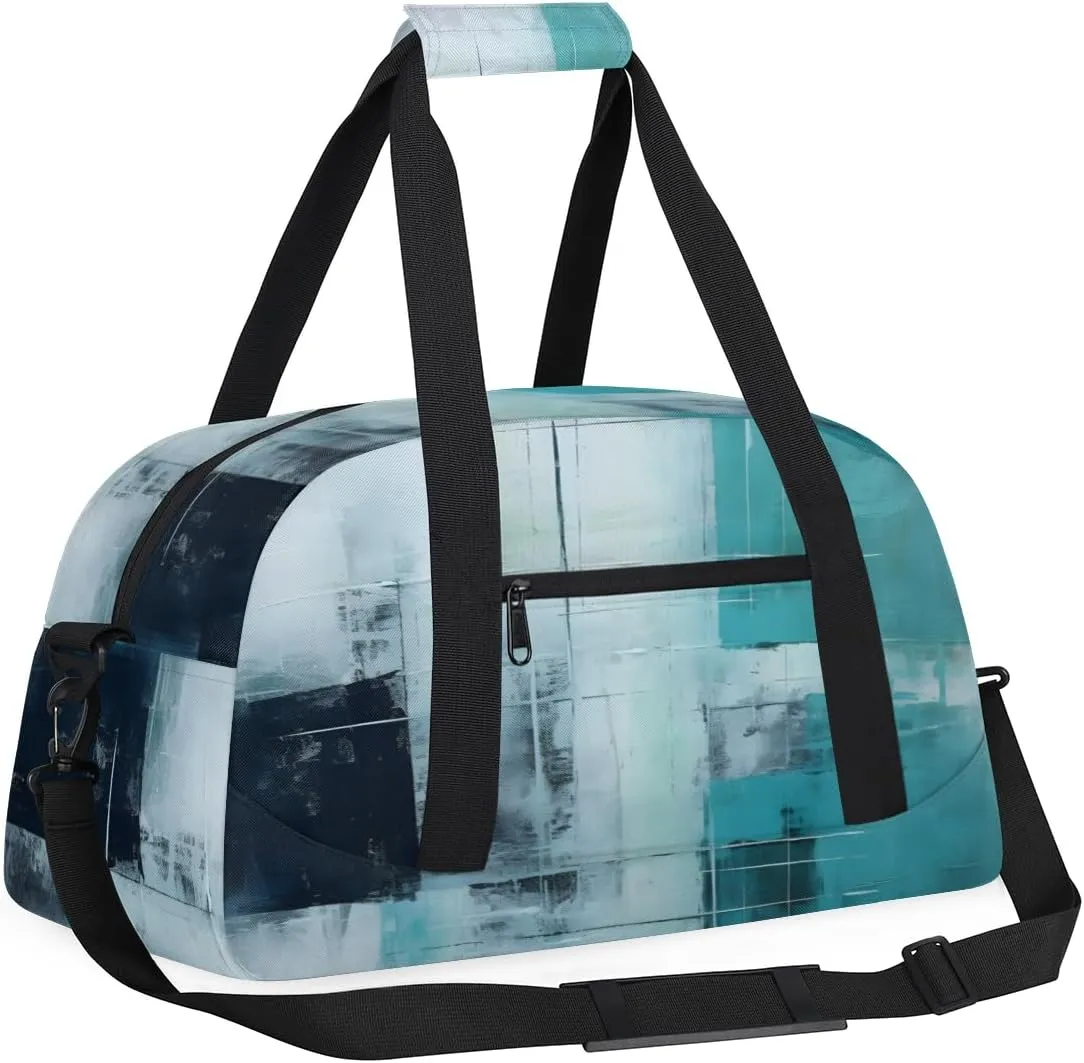Green Turquoise Boys Girls Gym Bag Dance Perform Training Duffel Bags Weekender Carry-On Tote Luggage Bag Ideal for School Practice or Overnight Trips