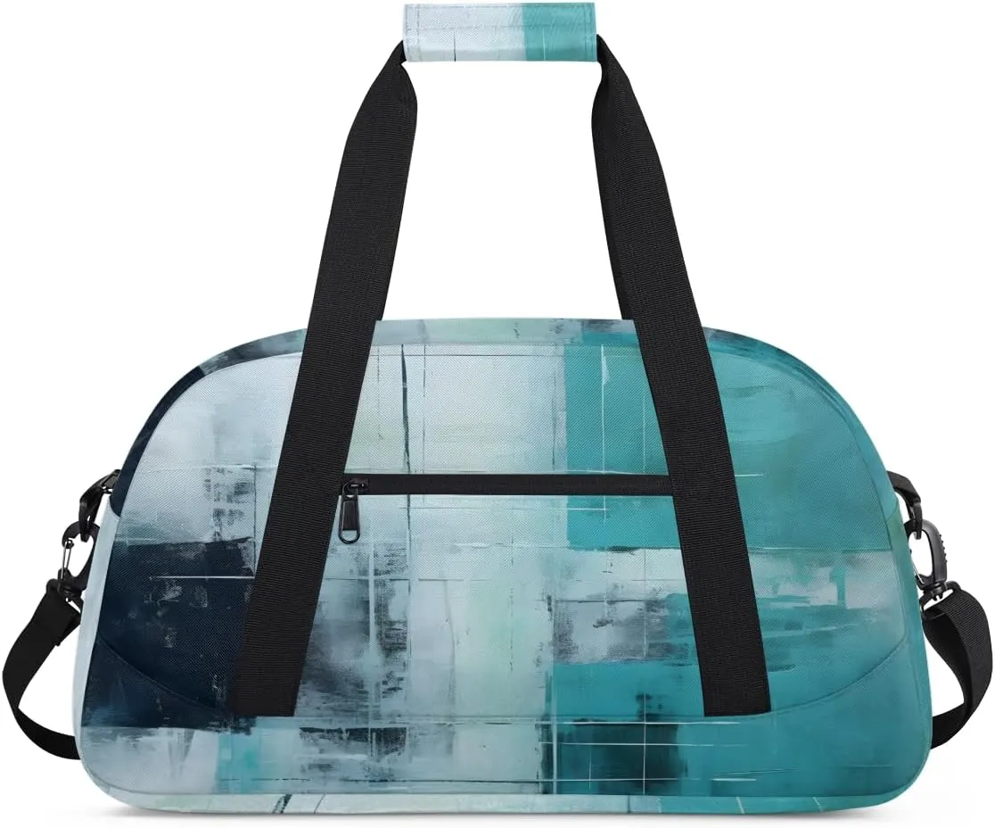 Green Turquoise Boys Girls Gym Bag Dance Perform Training Duffel Bags Weekender Carry-On Tote Luggage Bag Ideal for School Practice or Overnight Trips