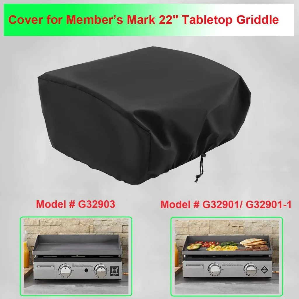 Griddle Cover for Members Mark 22 inch Gas Tabletop Griddle, 600D Waterproof UV & Fade Resistant Flat Top Grill Cover Fits Members Mark 22 Inch Griddle Cover