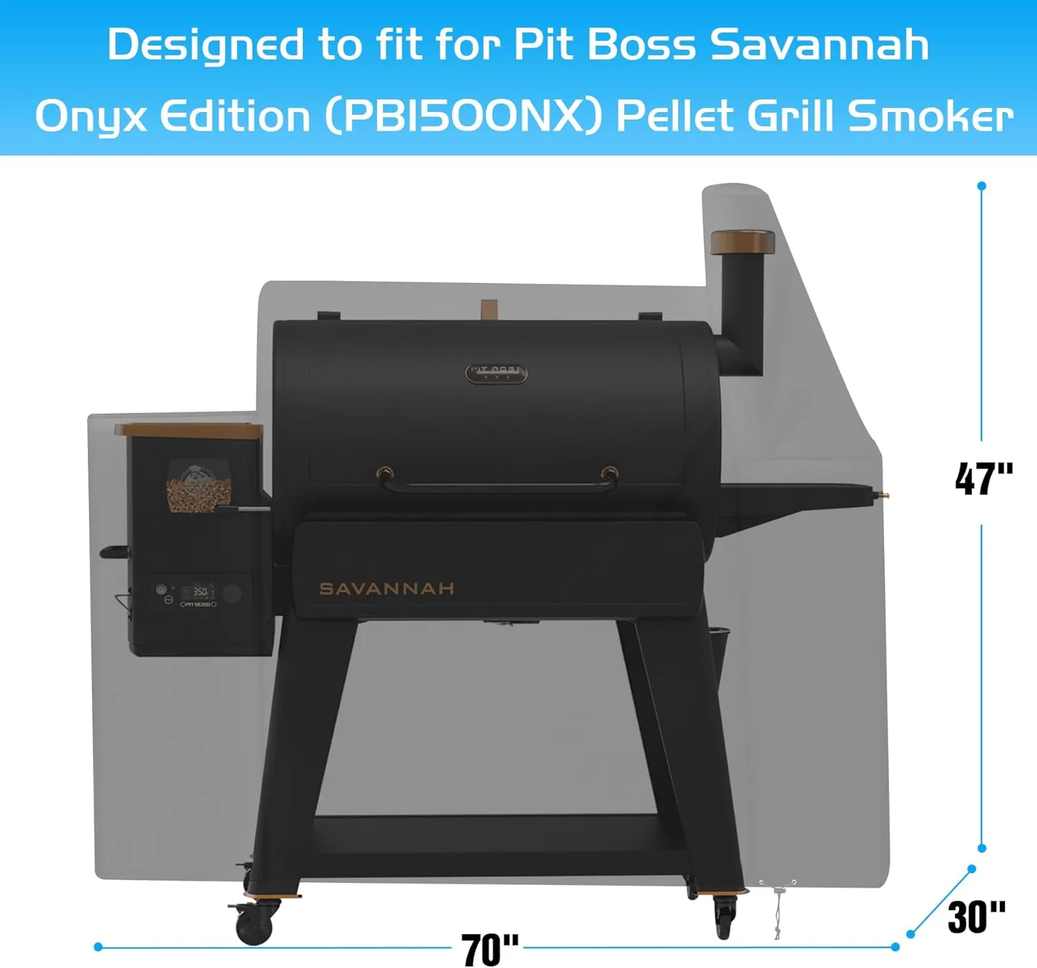 Grill Cover for Pit Boss Savannah Onyx Edition Wood Pellet Grill PB1500NX Heavy Duty 600D Waterproof Pitboss Parts BBQ Outdoor Accessory 1500 Grill Smoker Cover