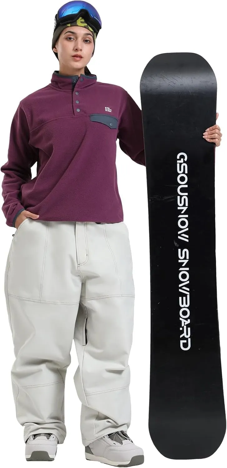 GSOU SNOW Womens Mens Snowboard Pants Super Baggy Ski Snow Pants Loose Sport Outdoor Insulation Waterproof