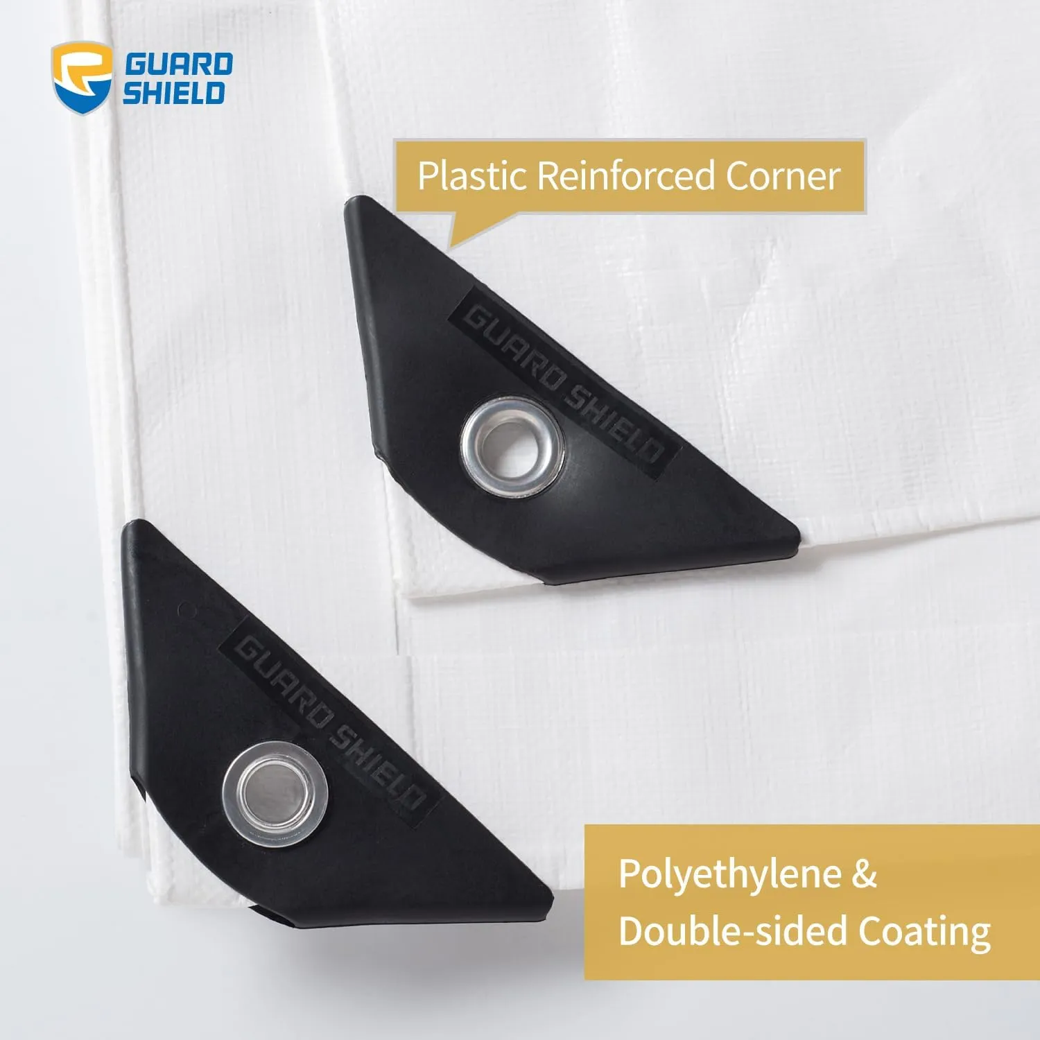 GUARD SHIELD Super Heavy Duty White Ploy Tarp Cover 16x20 Feet Waterproof Tarps 16mil Thick UV and Tear Resistant Tarpualin