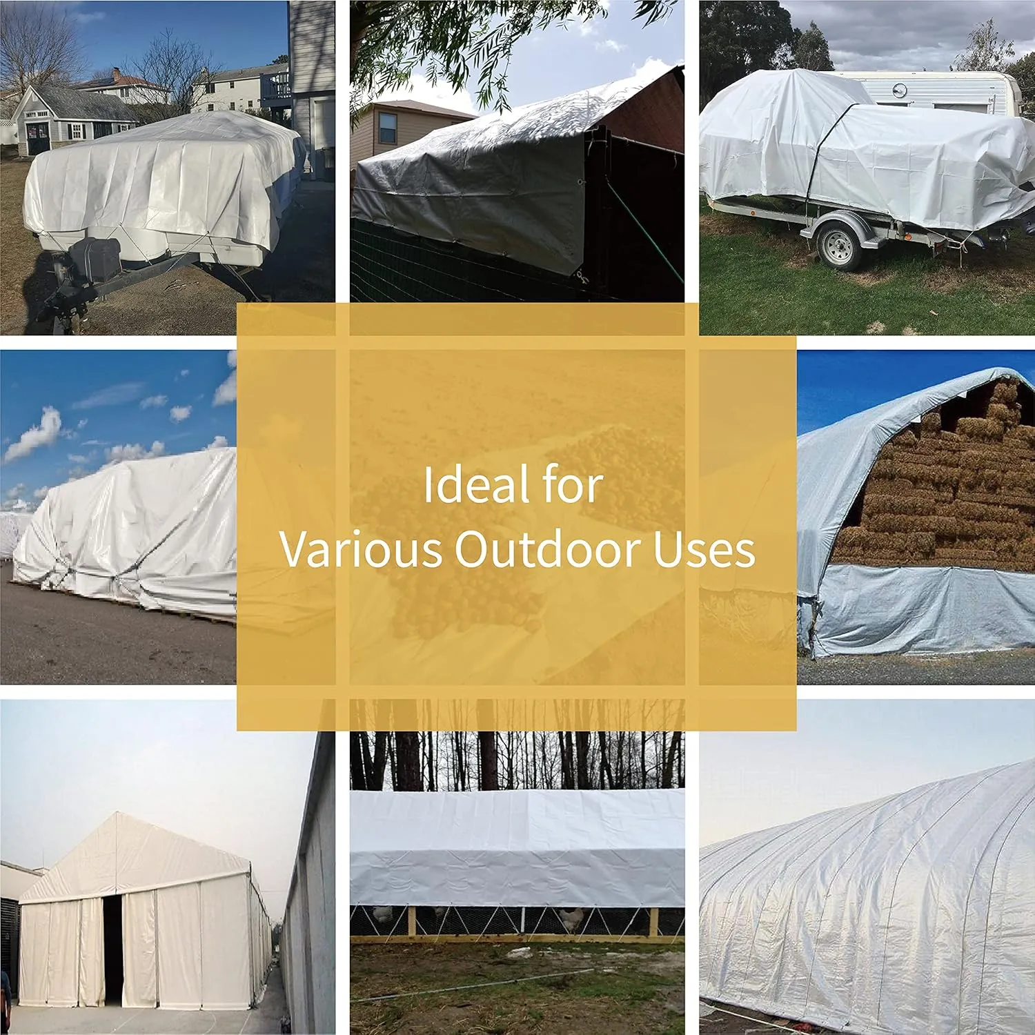 GUARD SHIELD Super Heavy Duty White Ploy Tarp Cover 16x20 Feet Waterproof Tarps 16mil Thick UV and Tear Resistant Tarpualin