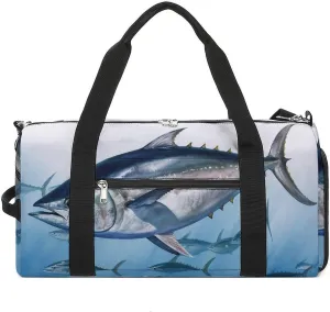 Gym Bag Bluefin Tuna Thunnus Printed Duffle Bag Yoga Bag Backpack Duffel Bag Small Gym Bag for Men And Women