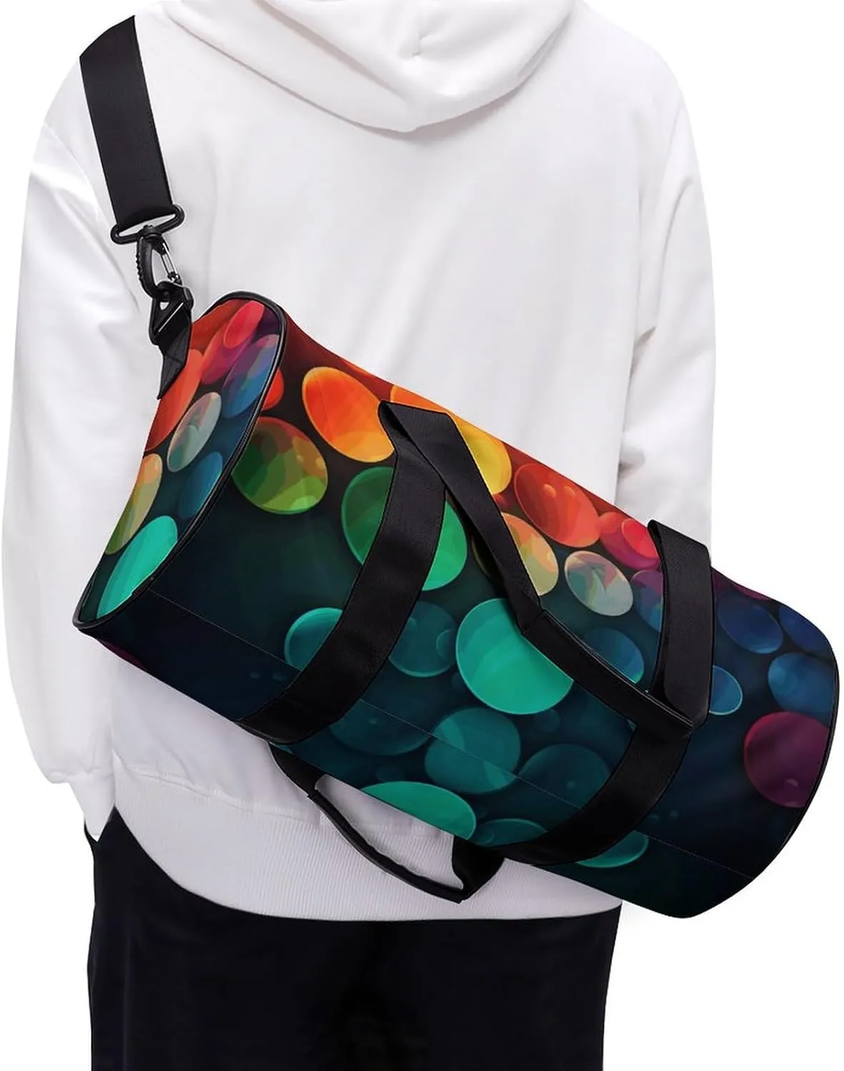 Gym Bag for Men Women Color Circles Background Duffel Bag Overnight Bag with Compartment Gym Sackpac