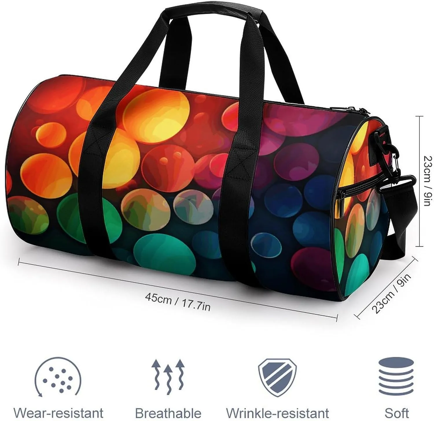 Gym Bag for Men Women Color Circles Background Duffel Bag Overnight Bag with Compartment Gym Sackpac