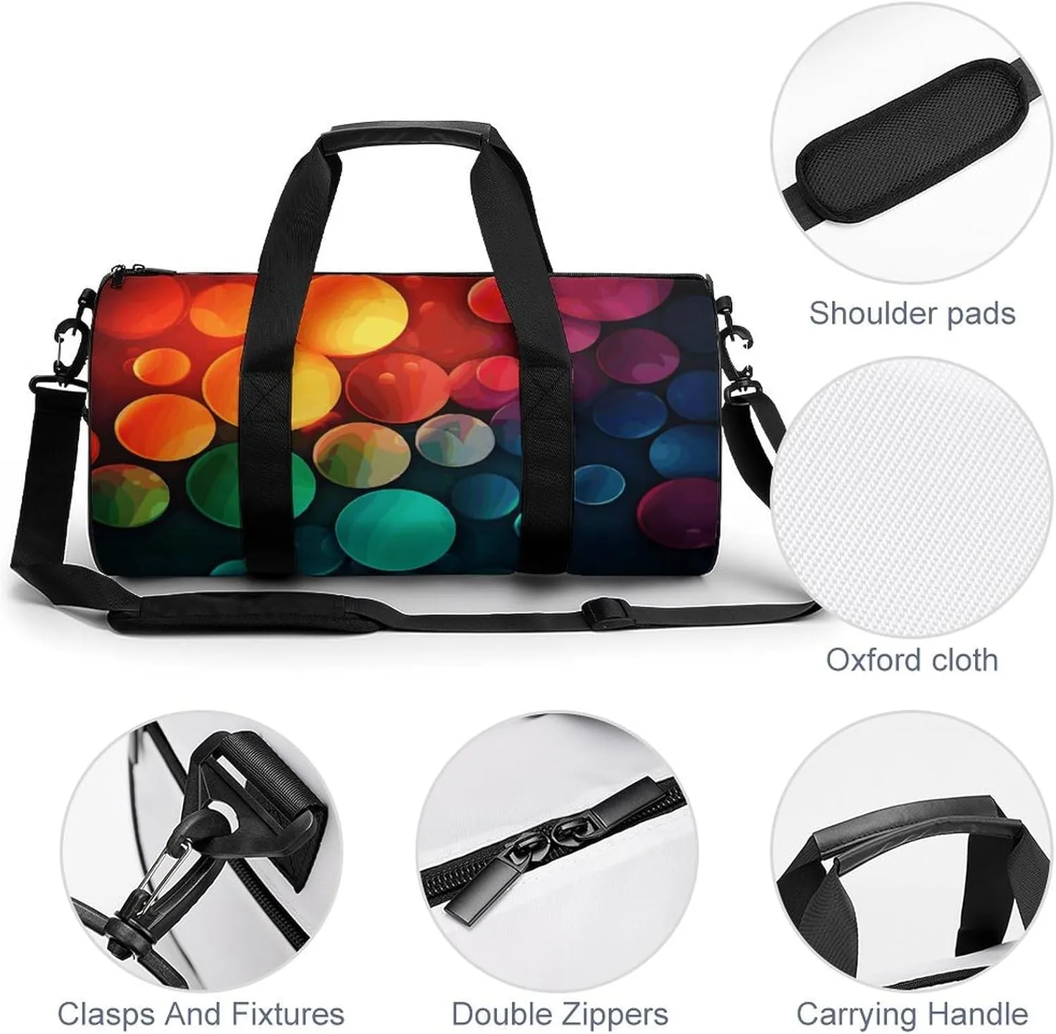 Gym Bag for Men Women Color Circles Background Duffel Bag Overnight Bag with Compartment Gym Sackpac