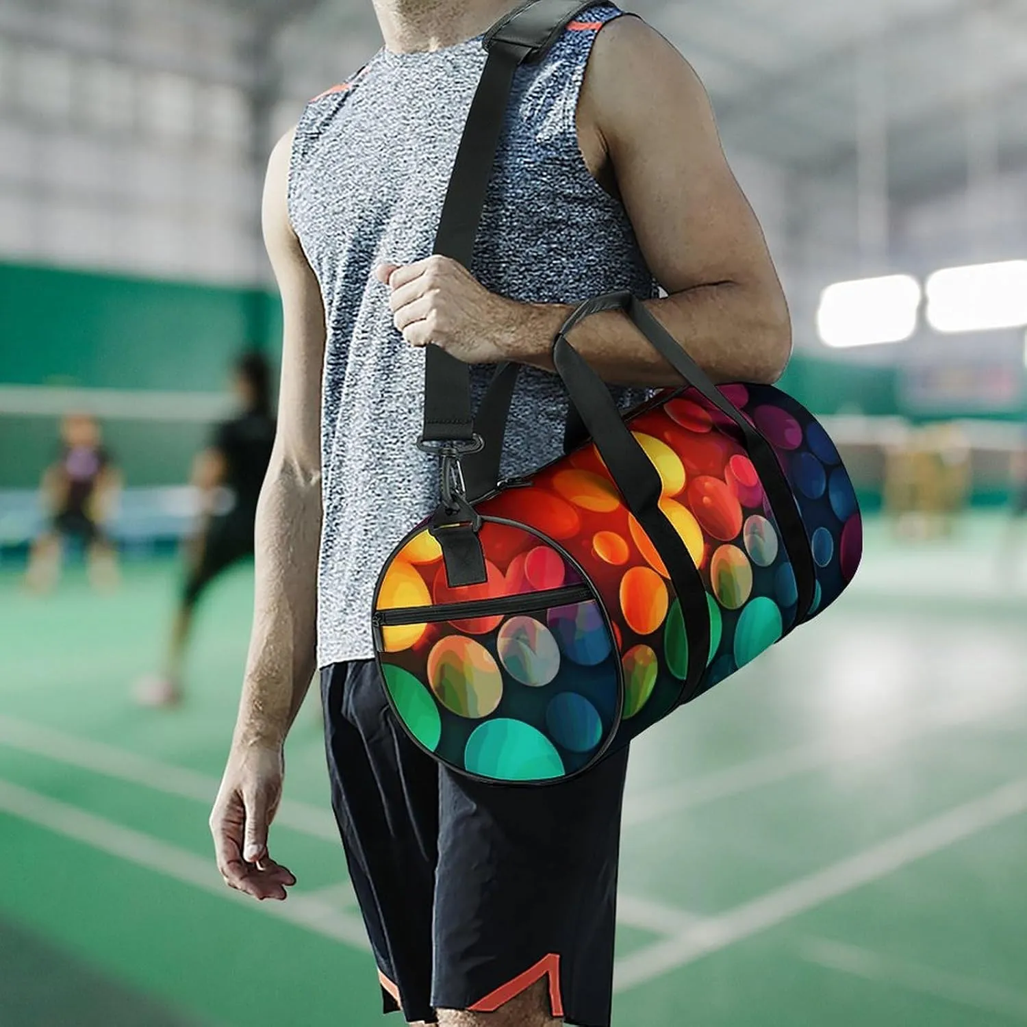 Gym Bag for Men Women Color Circles Background Duffel Bag Overnight Bag with Compartment Gym Sackpac