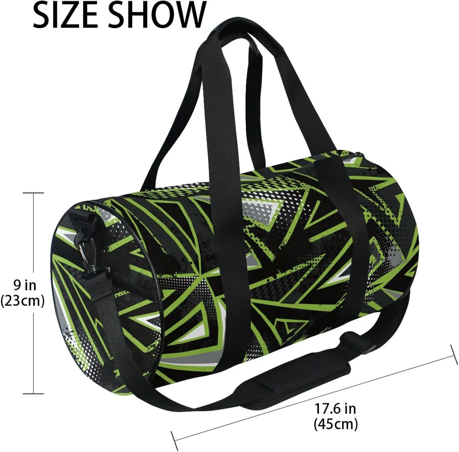 Gym Bag for Women and Men Small Duffel Bag for Sports Travel Weekender Overnight Vacation Beach Lightweight Carry on Bag for Boys Girls Abstract Black and Green